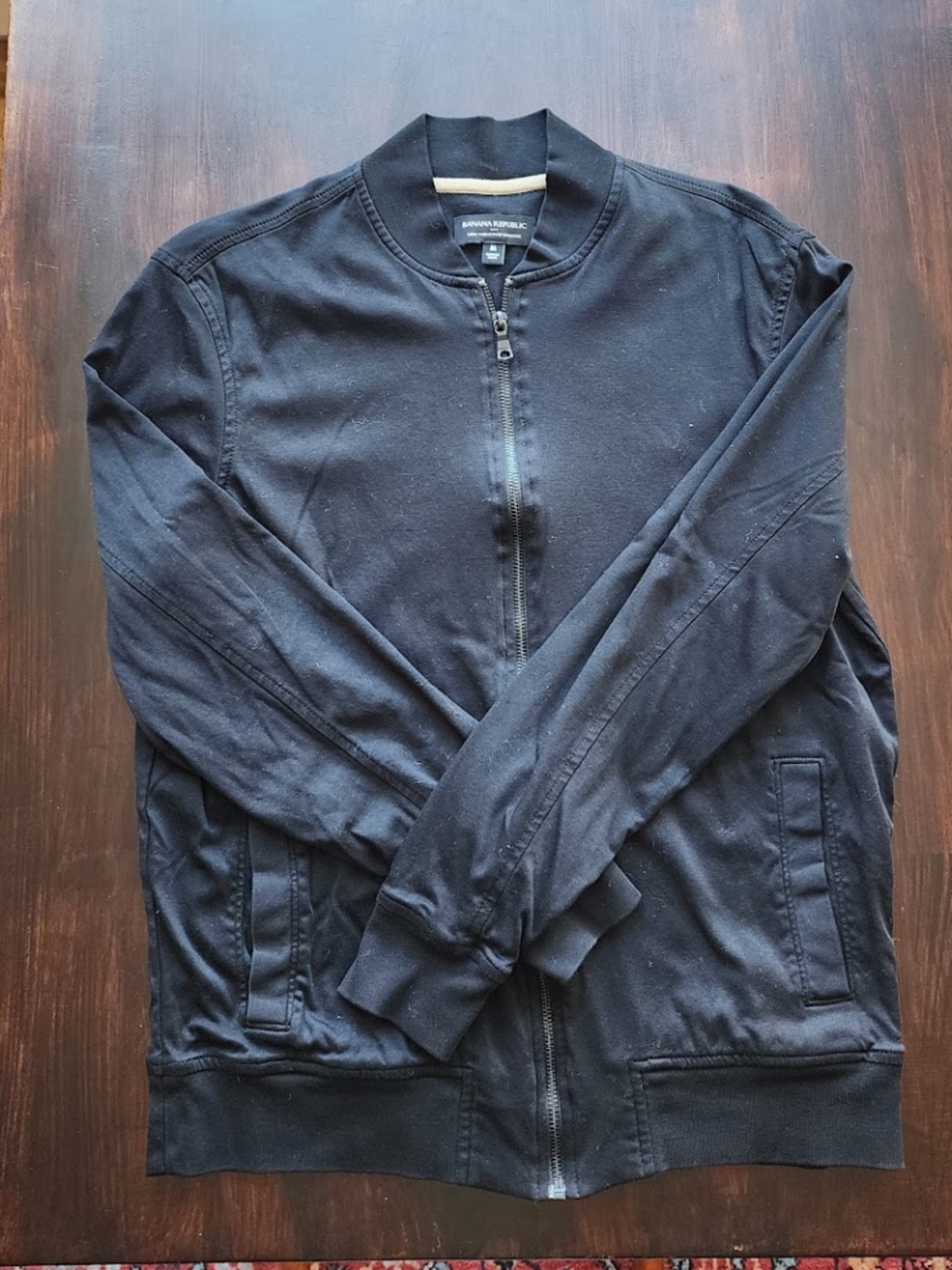 Banana Republic Men’s Black Cotton Bomber Jacket Luxe Touch Performance Size M